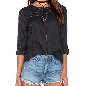 Amuse Society Harmony embroidered black top